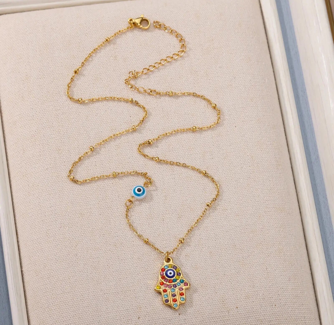 Zircon Evil Eye Pendant Necklace For Women Stainless Steel Gold